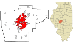 Location in Sangamon County and the state of Illinois