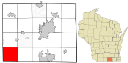 Location in Rock County and the state of Wisconsin.