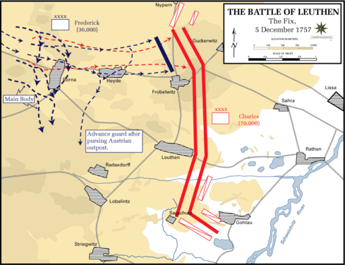 Map showing Prussian movements around Austrian line
