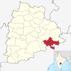 Location of Khammam district in Telangana