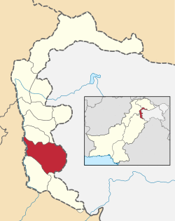 Map of Azad Kashmir with the Kotli District highlighted in red