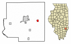 Location of Claremont in Richland County, Illinois.