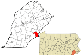 Location in Chester County and the state of Pennsylvania.