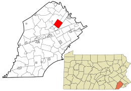 Location in Chester County and the state of Pennsylvania.