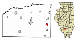Location of Ashley in Washington County, Illinois.