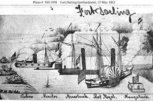 Bombardment of Fort Darling, Drewry's Bluff, Virginia, 15 May 1862.jpg