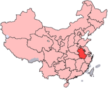 A map of China with Anhui province highlighted