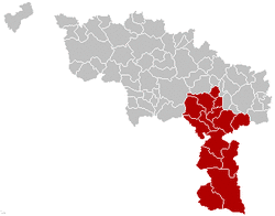 Location of the arrondissement in Hainaut