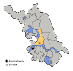 Location of Yangzhou administrative area in Jiangsu