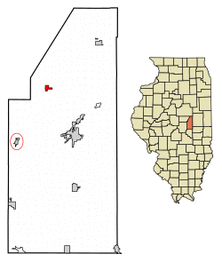 Location of De Land in Piatt County, Illinois.