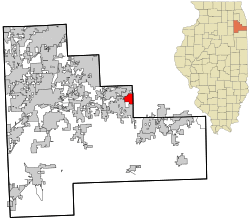Location in Will County and the state of Illinois.