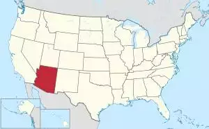 Map of the United States with Arizona highlighted