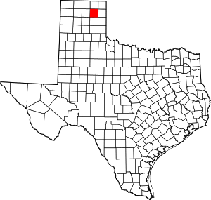 Map of Texas highlighting Roberts County