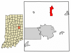 Location of Eaton in Delaware County, Indiana.