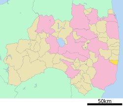 Location of Hirono in Fukushima Prefecture