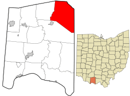 Location in Adams County and the state of Ohio.