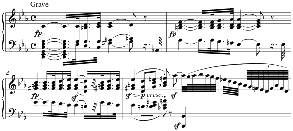 Grave introduction: first four bars