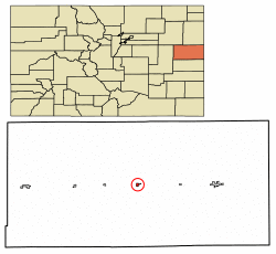 Location of Stratton in Kit Carson County, Colorado.