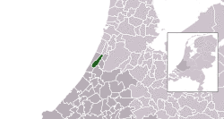 Highlighted position of Noordwijkerhout in a municipal map of South Holland