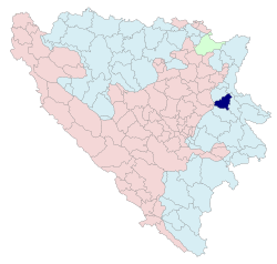 Location of Vlasenica within Bosnia and Herzegovina