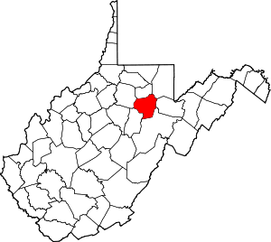 Map of West Virginia highlighting Barbour County