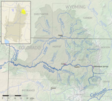 Map of the Yampa drainage basin, showing the Little Snake north of the Yampa.