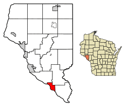 Location of Fountain City in Buffalo County, Wisconsin.