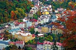 October 1997 bird's-eye view of Karlovy Vary