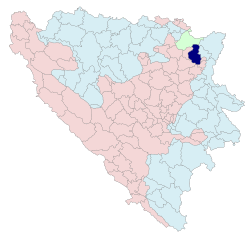 Location of Lopare within Bosnia and Herzegovina