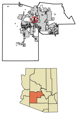 Location of El Mirage in Maricopa County, Arizona.