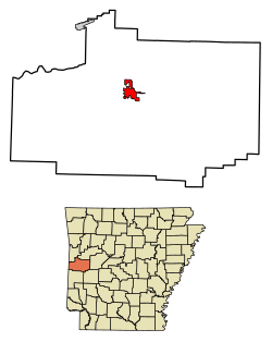 Location of Waldron in Scott County, Arkansas.