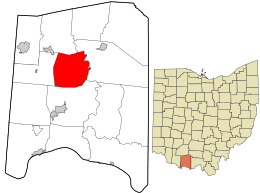 Location in Adams County and the state of Ohio.