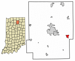 Location of Pierceton in Kosciusko County, Indiana.