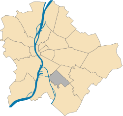 Location of District XX in Budapest (shown in grey)