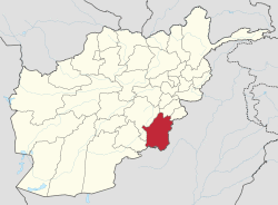 Map of Afghanistan with Paktika highlighted