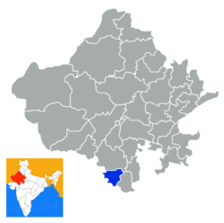Location of Dungarpur district in Rajasthan