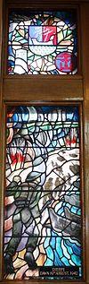 Dieppe Dawn 19 August 1942 stained glass Currie Hall.JPG