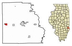 Location of Oblong in Crawford County, Illinois.