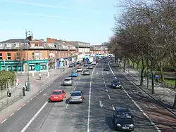 Fairview pictured from the pedestrian bridge, with the park located to the right