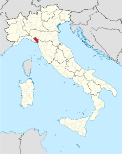Map highlighting the location of the province of Massa and Carrara in Italy