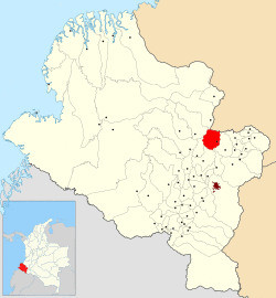 Location of the municipality and town of Taminango in the Nariño Department of Colombia.
