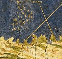 Demak on the map in 1573, 19 years after the demise of the Sultanate of Demak