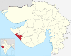Location of Porbandar district in Gujarat