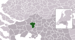 Highlighted position of Oosterhout in a municipal map of North Brabant