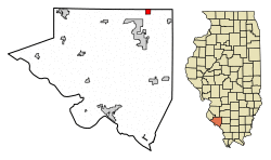 Location of Tilden in Randolph County, Illinois.