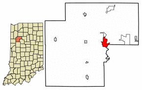 Location of Monticello in White County, Indiana