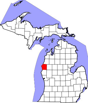 Map of Michigan highlighting Mason County