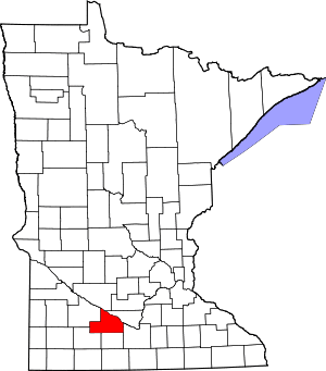 Map of Minnesota highlighting Brown County
