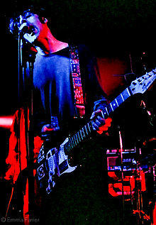 Seymour Glass performing with the band Miss Black America at Manchester Academy 3 on 12 February 2003. Photograph © Emma Farrer and used with her permission.