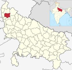 Location of Meerut district in Uttar Pradesh